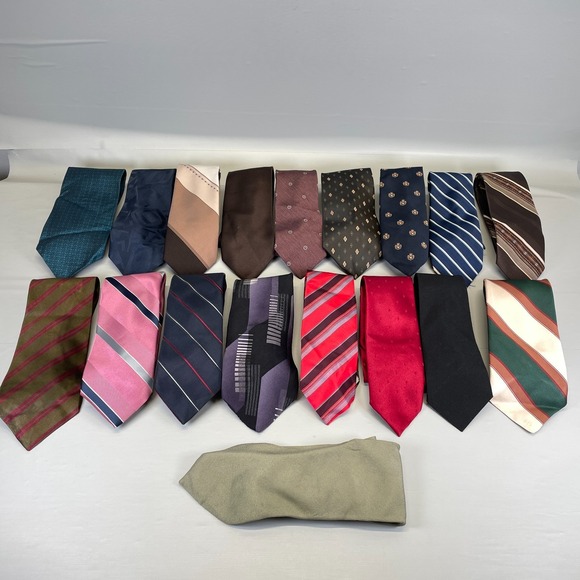 Vintage Other - Lot of 18 Mens Neck Ties Mixed Patterns Colors Varied Lengths‎ Widths - Vintage